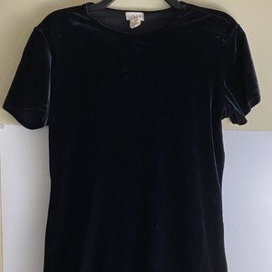 J Crew Black Velour Dress Short Sleeves